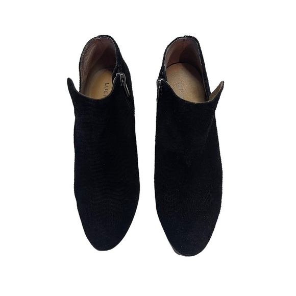 Lucky Brand Black Suede Pickla Ankle Bootie Size 6M - Picture 2 of 9